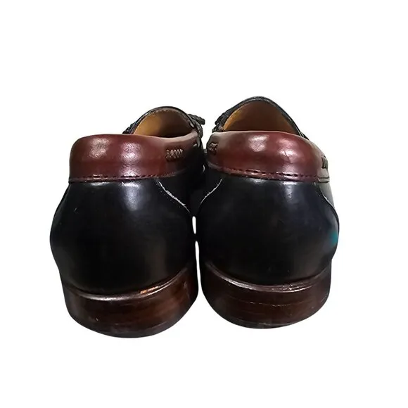 VTG Allen Edmonds Men Black Brown Leather Woodstock Loafers Sz 8.5D Quiet Luxury