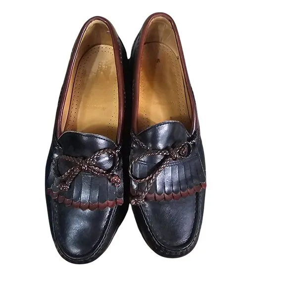 VTG Allen Edmonds Men Black Brown Leather Woodstock Loafers Sz 8.5D Quiet Luxury