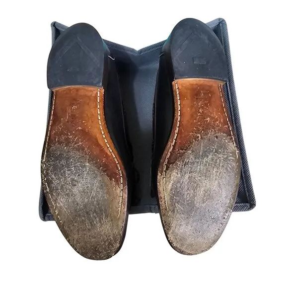 VTG Allen Edmonds Men Black Brown Leather Woodstock Loafers Sz 8.5D Quiet Luxury