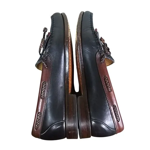VTG Allen Edmonds Men Black Brown Leather Woodstock Loafers Sz 8.5D Quiet Luxury