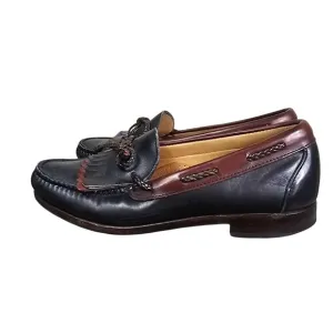 VTG Allen Edmonds Men Black Brown Leather Woodstock Loafers Sz 8.5D Quiet Luxury