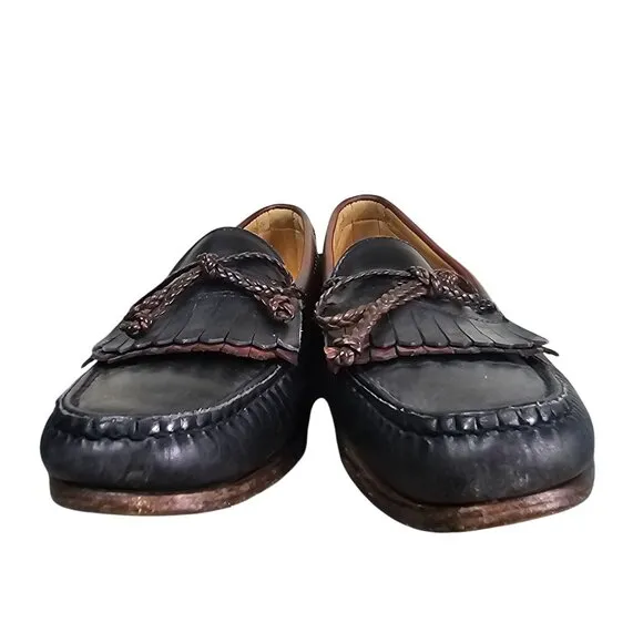 VTG Allen Edmonds Men Black Brown Leather Woodstock Loafers Sz 8.5D Quiet Luxury