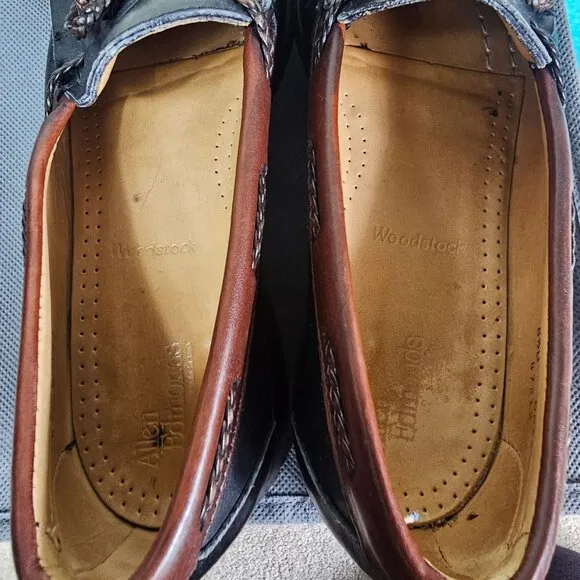 VTG Allen Edmonds Men Black Brown Leather Woodstock Loafers Sz 8.5D Quiet Luxury