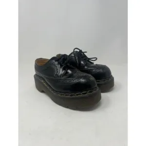Vtg Dr Doc Martens Wing‎ Tip Shoes Brogue Men US 3 Black 90s Chunky Platform 90s