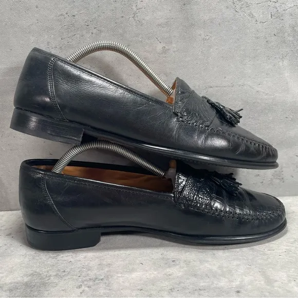 Vtg Florsheim Italy Men's 10D‎ Kiltie Tassel Loafers Dress Shoes Crocodile Print