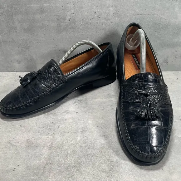 Vtg Florsheim Italy Men's 10D‎ Kiltie Tassel Loafers Dress Shoes Crocodile Print