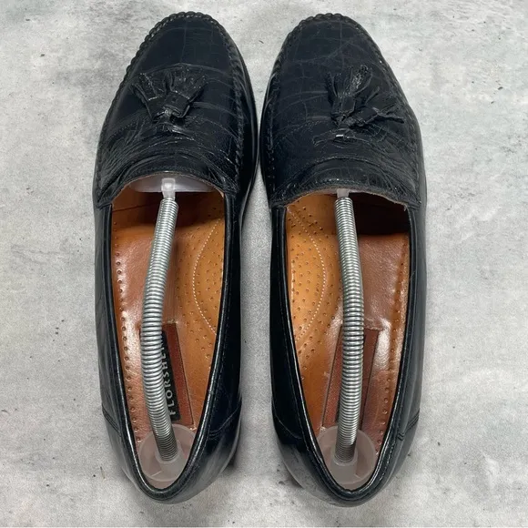Vtg Florsheim Italy Men's 10D‎ Kiltie Tassel Loafers Dress Shoes Crocodile Print