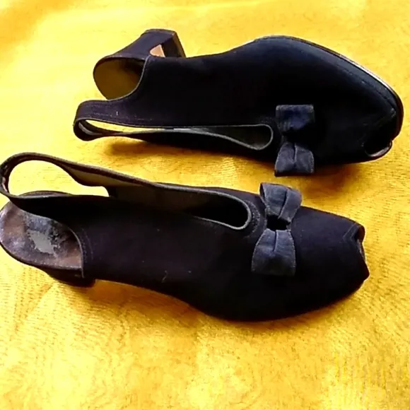VTG, I.MILLER SUEDE HANDMADE WOMEN'S SHOES 7 BLACK HEELS
