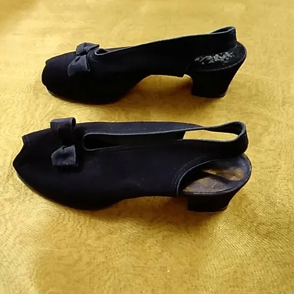 VTG, I.MILLER SUEDE HANDMADE WOMEN'S SHOES 7 BLACK HEELS