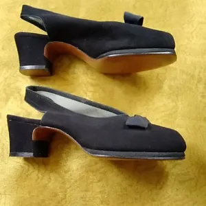 VTG, I.MILLER SUEDE HANDMADE WOMEN'S SHOES 7 BLACK HEELS