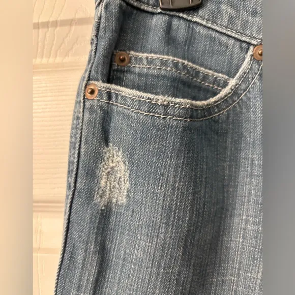 Vtg Y2K Frankie B Jeans Women's 6 Blue Denim Butterfly Low Rise Flared Leg