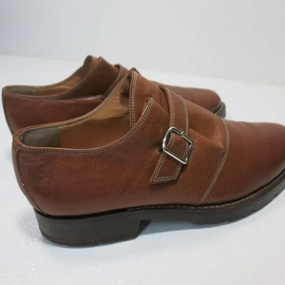 Walter Steiger Monk Strap Pebbled Grained Leather Oxford Shoes Mens Footwear 8.5