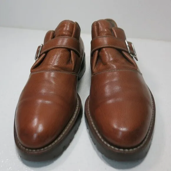 Walter Steiger Monk Strap Pebbled Grained Leather Oxford Shoes Mens Footwear 8.5