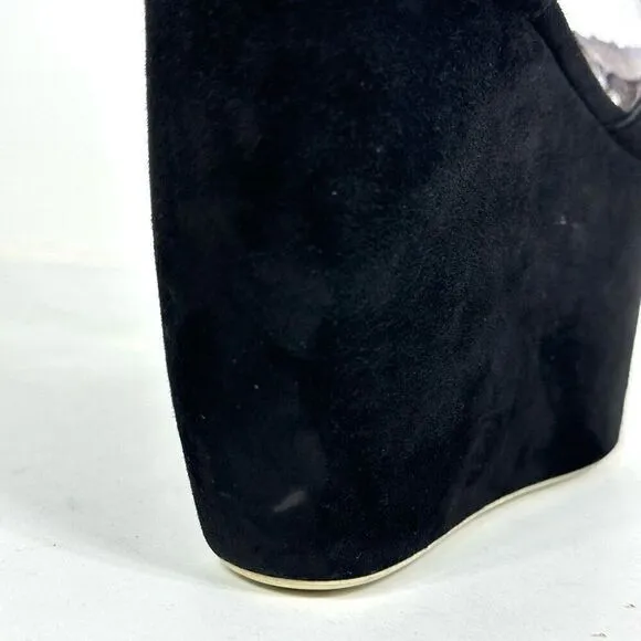Walter Steiger Paris Camoscio Black Suede Platform  Shoes EU 37.5/US 7 Dramatic