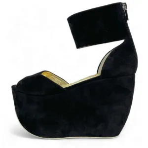 Walter Steiger Paris Camoscio Black Suede Platform  Shoes EU 37.5/US 7 Dramatic