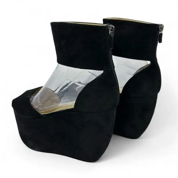 Walter Steiger Paris Camoscio Black Suede Platform  Shoes EU 37.5/US 7 Dramatic