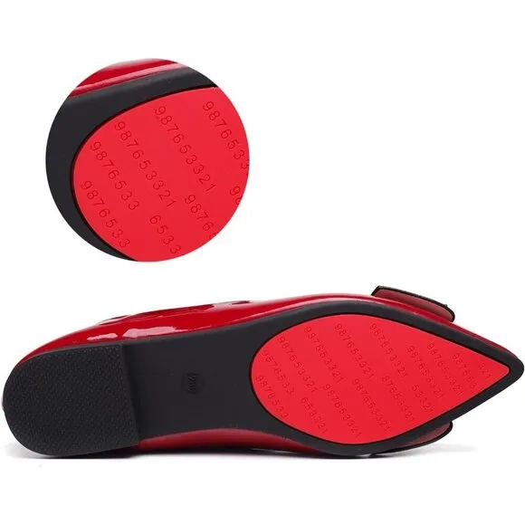 Wambhc Flat Shoes Women Red Artificial lacquer leather upper and sole Shoes