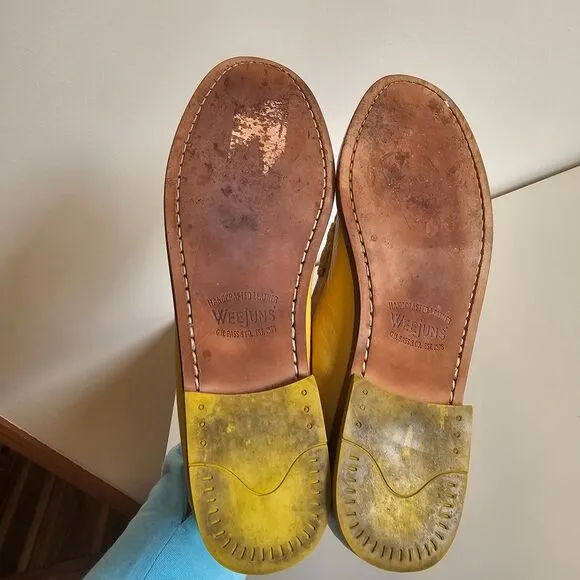 Weejuns G.H. Bass Mens Loafers Yellow Leather Slip On Shoes Size 8.5 Pre-owned