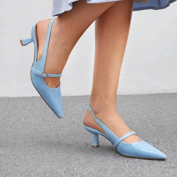Women Solid Color Pointed Toe High Heel Sandals, Graduation Heel, Prom
