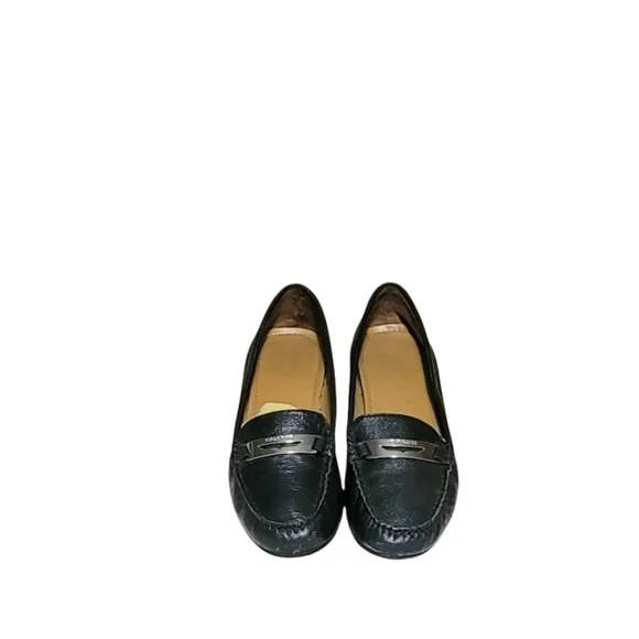 Women Vintage Leather Black Coach Loafers Size 6B/Women Slip On Shoes/ Women Des