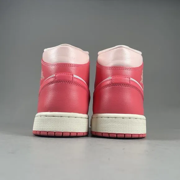 Womens 11.5 Mens 10 Nike Air Jordan 1 Mid Pink White Basketball Shoes BQ6472-186