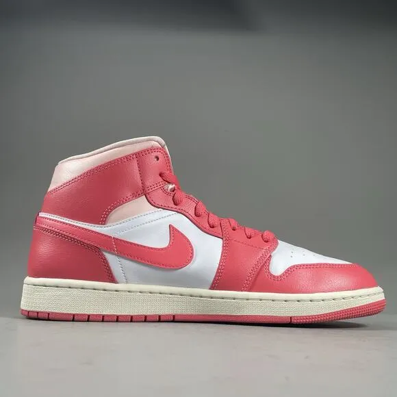 Womens 11.5 Mens 10 Nike Air Jordan 1 Mid Pink White Basketball Shoes BQ6472-186