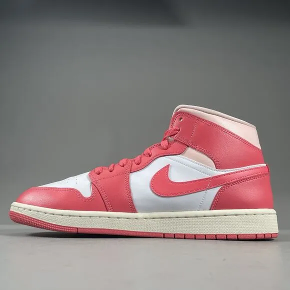 Womens 11.5 Mens 10 Nike Air Jordan 1 Mid Pink White Basketball Shoes BQ6472-186