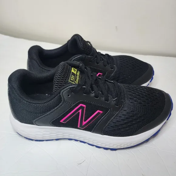 Womens 8 New Balance 520 Comfort Ride Athletic Shoes Black Pink Sneakers