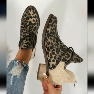 Women's Autumn Ankle Boots, Fashionable Color-Blocking Comfy Pointed Toe Chunky
