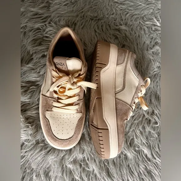 Women's Cream and Tan Sneakers