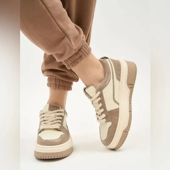 Women's Cream and Tan Sneakers