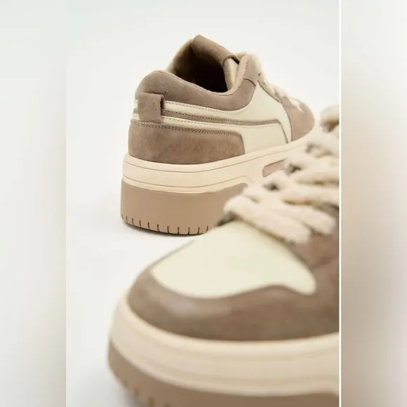 Women's Cream and Tan Sneakers