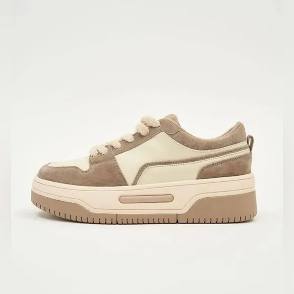 Women's Cream and Tan Sneakers