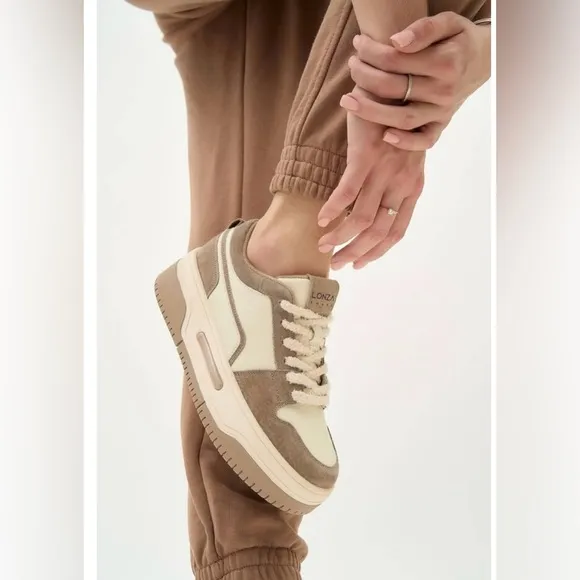 Women's Cream and Tan Sneakers