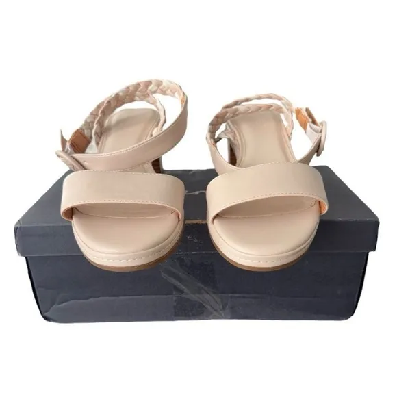 Women's Cream Braided Sandals Splendid Scarlott Sandal Stacked Block Heel 8.5