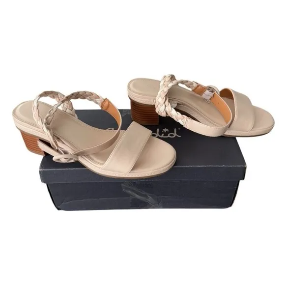 Women's Cream Braided Sandals Splendid Scarlott Sandal Stacked Block Heel 8.5