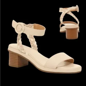 Women's Cream Braided Sandals Splendid Scarlott Sandal Stacked Block Heel 8.5