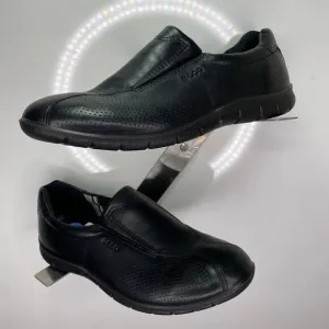 Women's Ecco Slip On Wedge Loafers Shoes Size 38 EU/7-7.5 US Black Leather