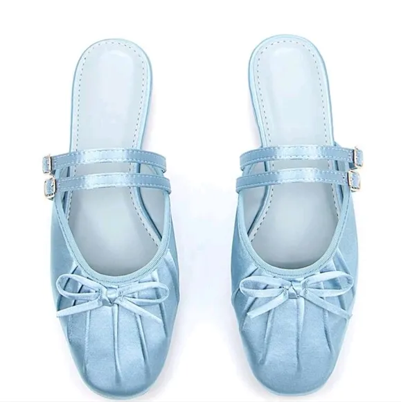Women's Elegant Fashion Thin Strap Buckle Ankle Strap Butterfly Accent Light Blu