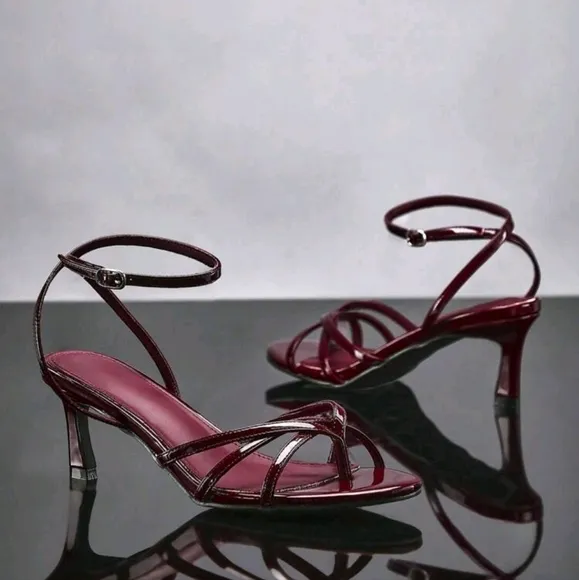 Women's High Heel,Elegant Patent PU Fashionable Buckled Back Strap Sandals