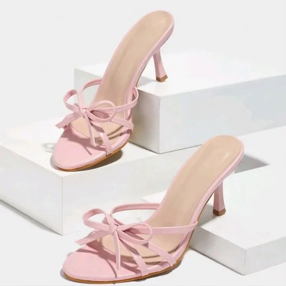 Women's Open Toe Stiletto High Heel Sandals, Bowknot, Sexy Party Dress Shoes,