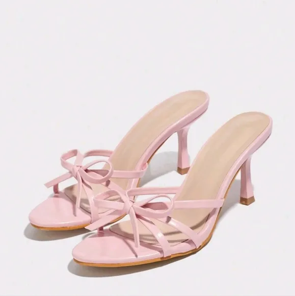 Women's Open Toe Stiletto High Heel Sandals, Bowknot, Sexy Party Dress Shoes,