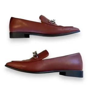Womens Rag Bone Aslen Leather Russet Red Chain Accent Loafer Shoes Size 37.5