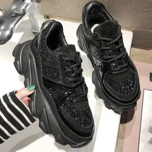 Womens Sneakers Trainers Platform Wedges Chunky Sneakers Black Sneakers Women Casual Shoes Woman Baskets chaussures femme