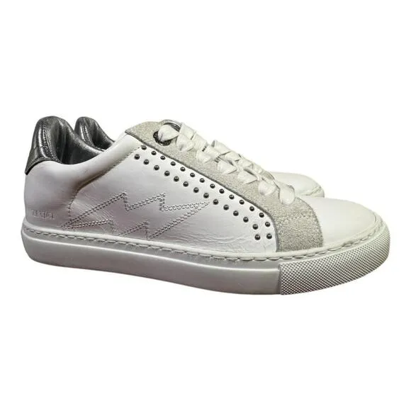 Zadig &amp; Volatair ZV1747 Lightning Bolt Smooth Leather Sneaker Women size 37 US 6