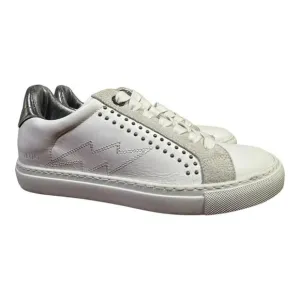 Zadig &amp; Volatair ZV1747 Lightning Bolt Smooth Leather Sneaker Women size 37 US 6