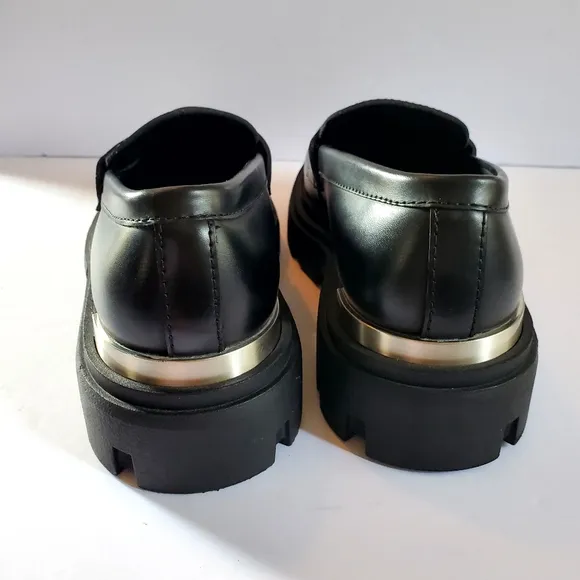 Zara Black Chunky Platform Loafers Men's Size 8