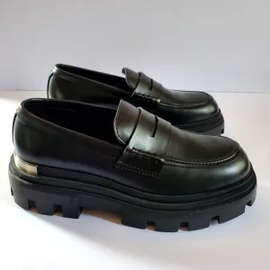Zara Black Chunky Platform Loafers Men's Size 8