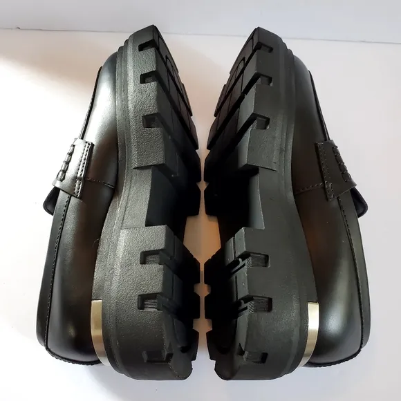 Zara Black Chunky Platform Loafers Men's Size 8