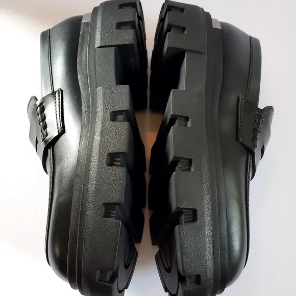 Zara Black Chunky Platform Loafers Men's Size 8
